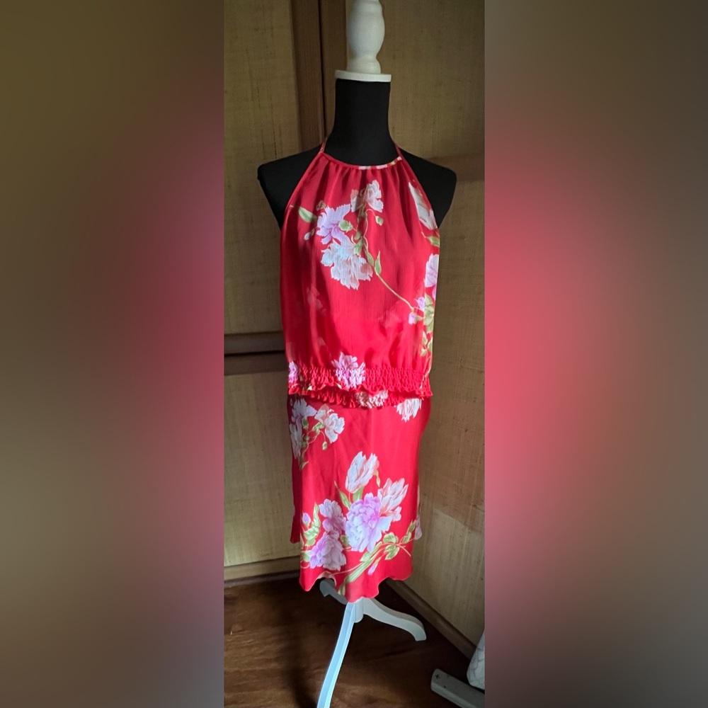 Benetton Two Piece Red Floral Set Size XS Made in Italy